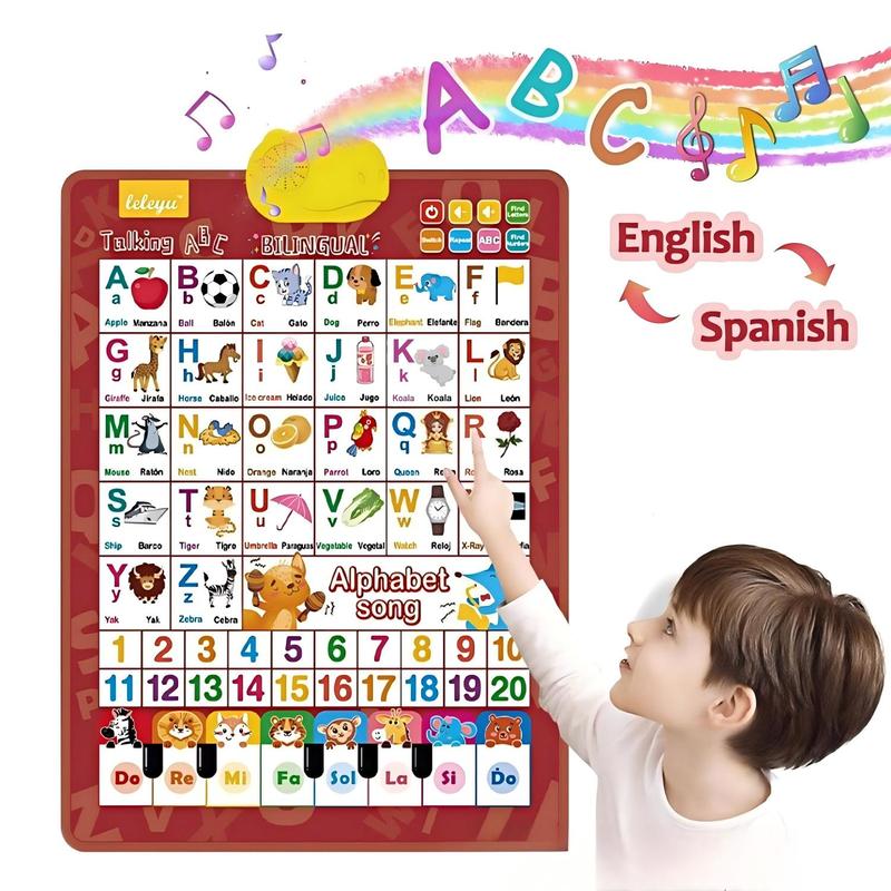 Kids Educational Poster - Pôster Interativo Bilíngue Inglês-Espanhol ABC e