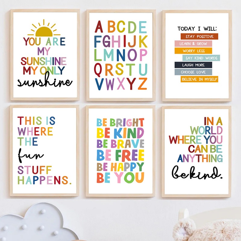 Kids Educational Poster - Pôster Educacional em Inglês com Alfabeto,