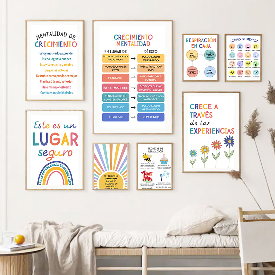 Educação espanhola lema arco-í - Kids Educational Poster avaliação e preço