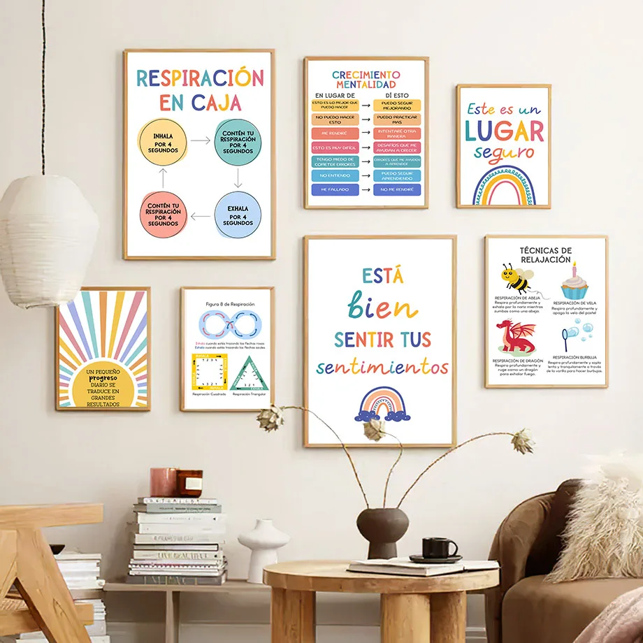 Educação espanhola lema arco-í - Kids Educational Poster avaliação e preço
